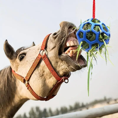 1vnt Horse Treat Ball Šieno tiekimo rutulys Pakabinamas šėrimo žaislas arkliams arkliams ožkams avims, mažinantis stresą skanėstų kamuolys