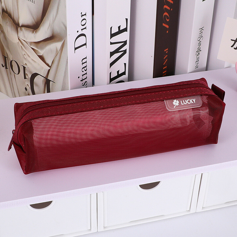 Trīsdimensiju caurspīdīga sieta zīmuļu soma studentu eksāmenam, pārnēsājama vienkārša liela ietilpības zīmuļu maisiņu kancelejas preču kolekcija vairumtirdzniecības somas