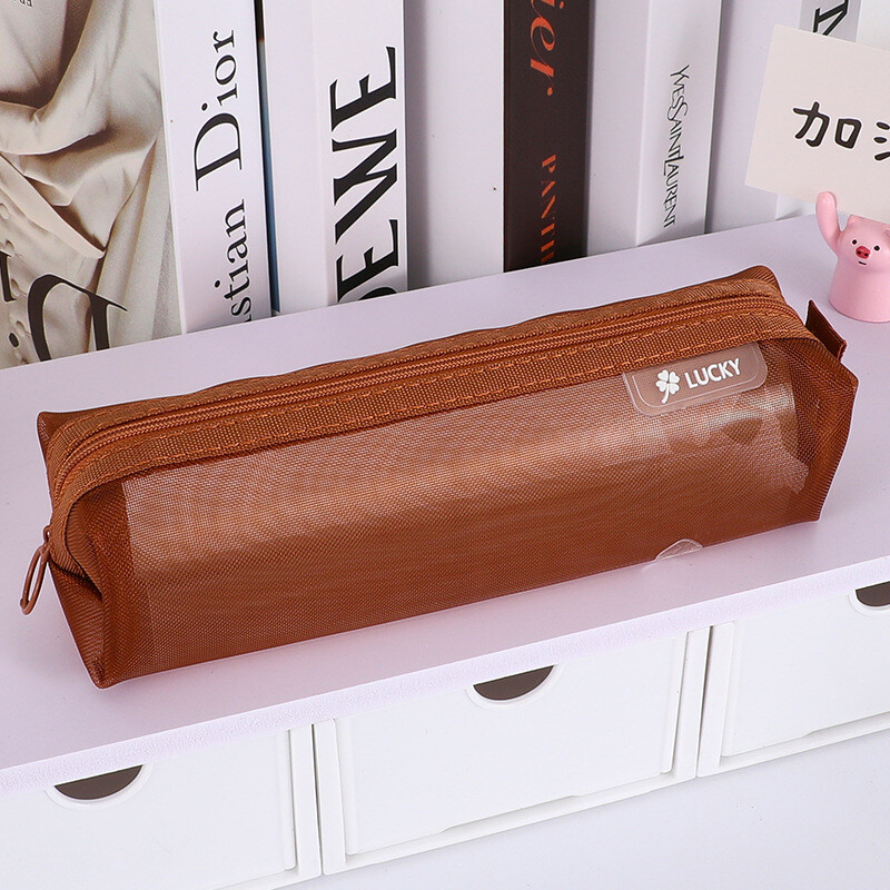 Trīsdimensiju caurspīdīga sieta zīmuļu soma studentu eksāmenam, pārnēsājama vienkārša liela ietilpības zīmuļu maisiņu kancelejas preču kolekcija vairumtirdzniecības somas