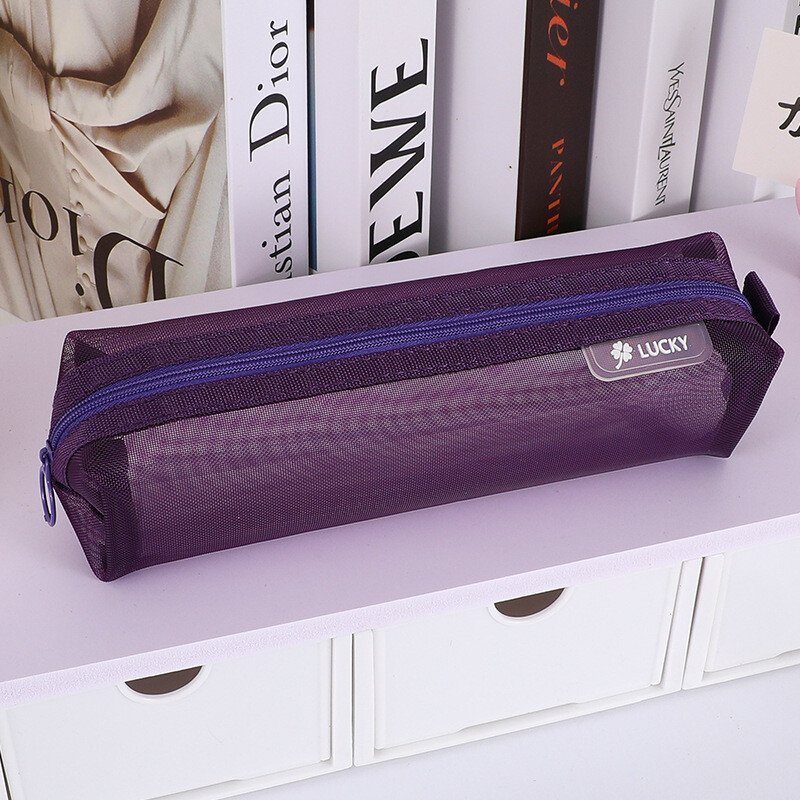 Trīsdimensiju caurspīdīga sieta zīmuļu soma studentu eksāmenam, pārnēsājama vienkārša liela ietilpības zīmuļu maisiņu kancelejas preču kolekcija vairumtirdzniecības somas