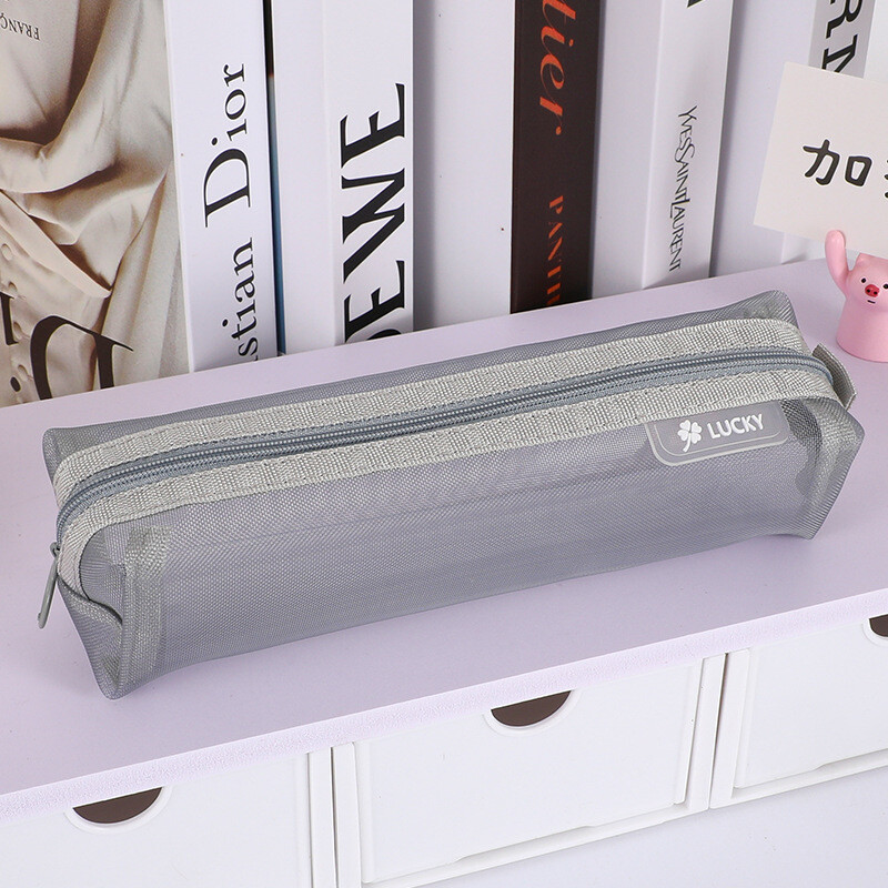 Trīsdimensiju caurspīdīga sieta zīmuļu soma studentu eksāmenam, pārnēsājama vienkārša liela ietilpības zīmuļu maisiņu kancelejas preču kolekcija vairumtirdzniecības somas