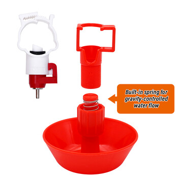 10 бр. Автоматични висящи чаши за вода за пиле Нипелна поилка Bird Coop Chicken Red Waterer Hanging Cup Птицеферма Инструменти за поилка