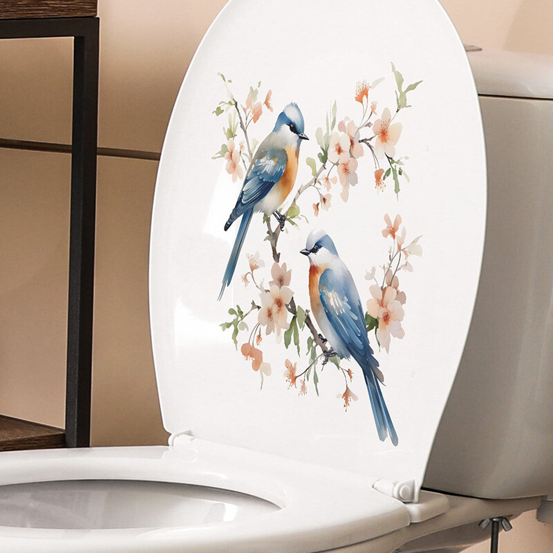 Külkereskedelem romantikus nemzeti stílusú virág és madár fürdőszoba fürdőszoba WC matricák lakberendezési matricák falragaszok öntapadós matricák határon átnyúló nagykereskedelem