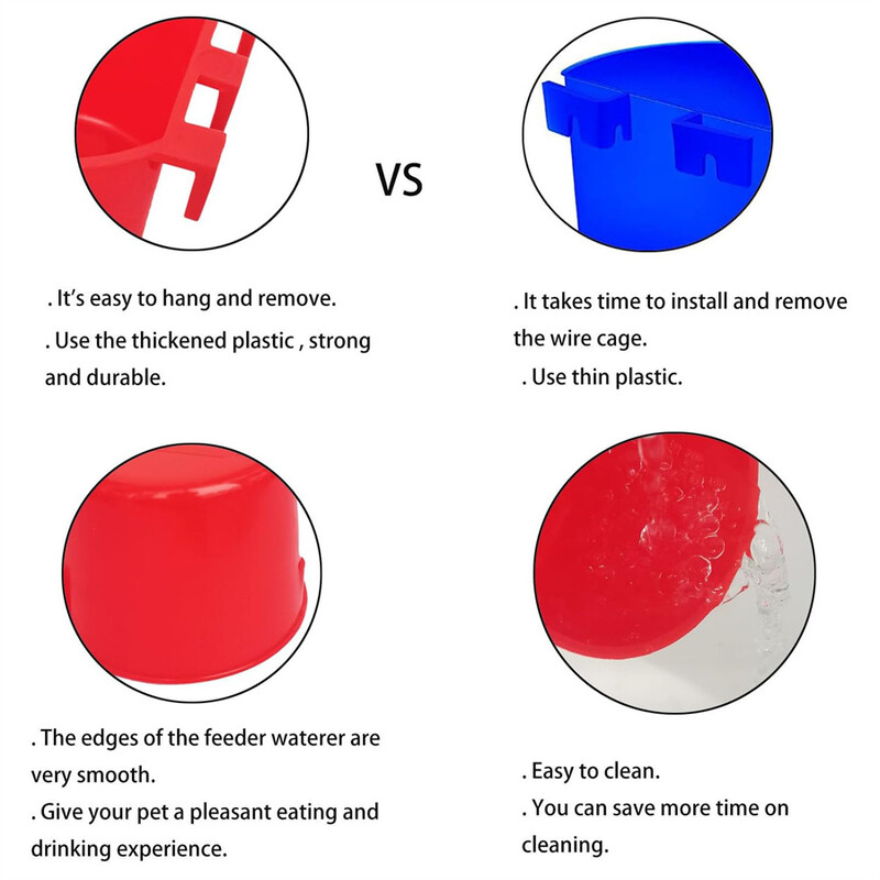 5db Etetőketrec csészék Függő csirke vizes poharak Tál horgokkal Nyúleledel műanyag etető kellékek Galamb baromfi