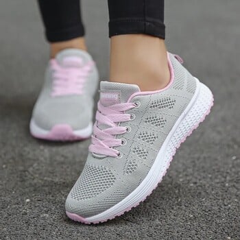 Γυναικεία Casual Παπούτσια Μόδα Breathable Walking Mesh FlatSneakers Λευκά γυναικεία υποδήματα