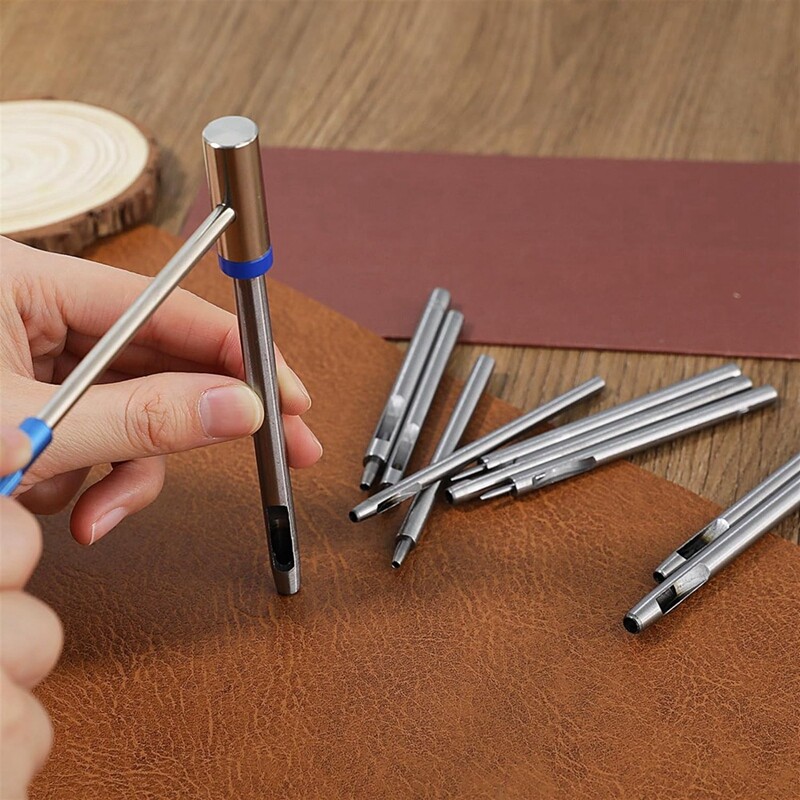 Bőr lyukasztó szerszámkészlet 0,5-5 mm-es óraszíj lyukasztó kerek lyukasztó övekhez, vászon 10 részes