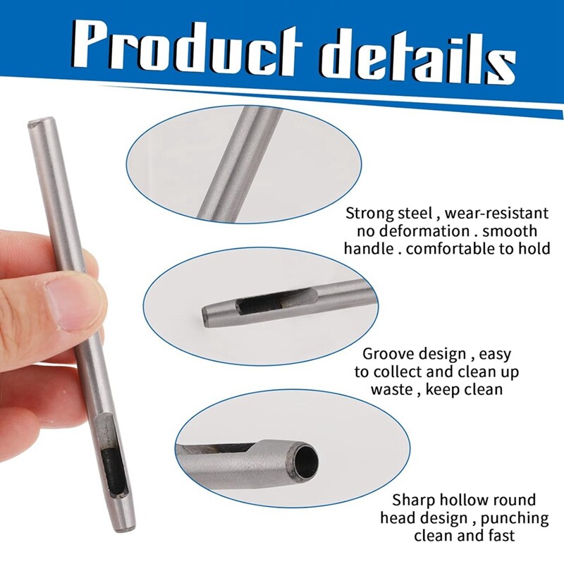 Bőr lyukasztó szerszámkészlet 0,5-5 mm-es óraszíj lyukasztó kerek lyukasztó övekhez, vászon 10 részes