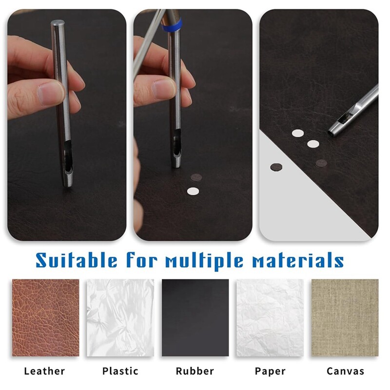 Bőr lyukasztó szerszámkészlet 0,5-5 mm-es óraszíj lyukasztó kerek lyukasztó övekhez, vászon 10 részes