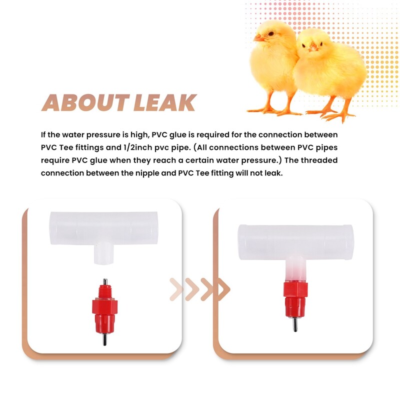Chicken Nipples Tee Fittings - Teljesen automatikus baromfiitató készlet Chicken Water Drinker 10 csomag