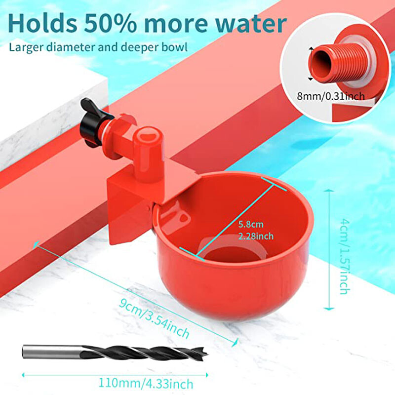 Vistas ūdens padeves automātiskā uzpildīšanas dzirdinātājs mājputnu dzeršanas bļoda cāļiem pīlēm putniem, tītariem utt. 12 gab. Lielas krūzes