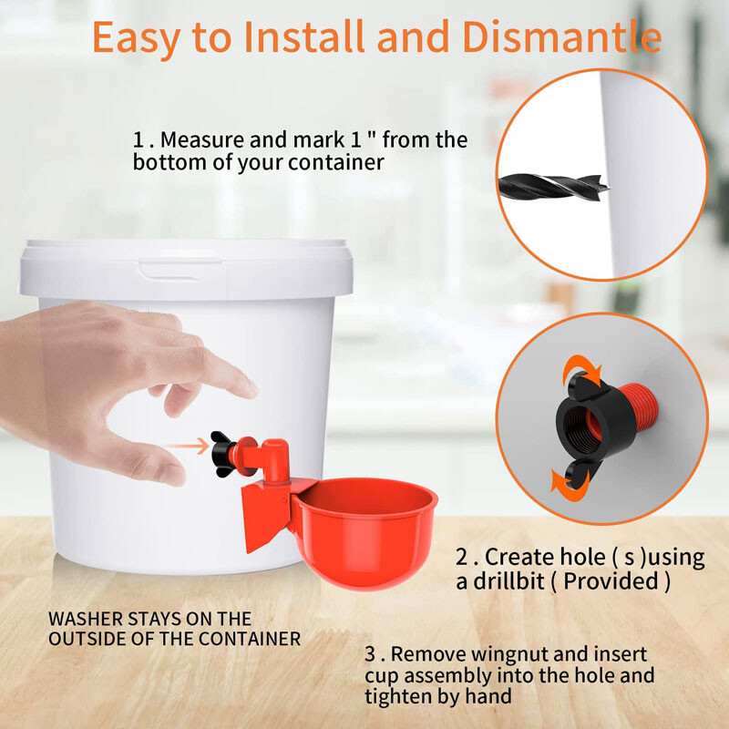 Vistas ūdens padeves automātiskā uzpildīšanas dzirdinātājs mājputnu dzeršanas bļoda cāļiem pīlēm putniem, tītariem utt. 12 gab. Lielas krūzes