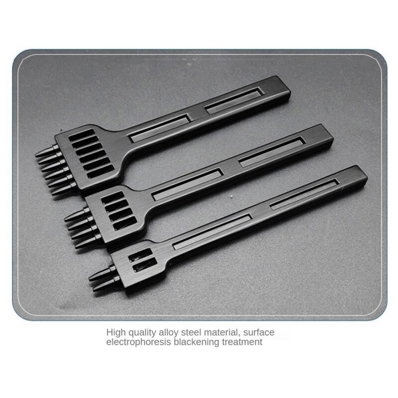 4/5/6 mm-es bőr fekete kerek lyuksoros lyukasztó szerszám Bőr lyukasztó szerszám varrás faragás munkanyereg készlet пробойники для кожи