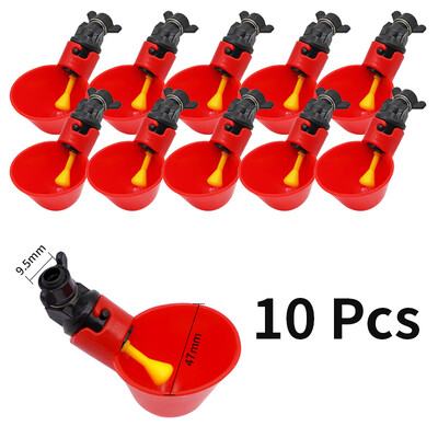 10 gab. Automātiskā vistas dzērāja bļoda dzeramā krūzes barotava Plastmasas mājputnu trauki cāļiem Pīļu zosu tītara ūdens barošanas sistēma