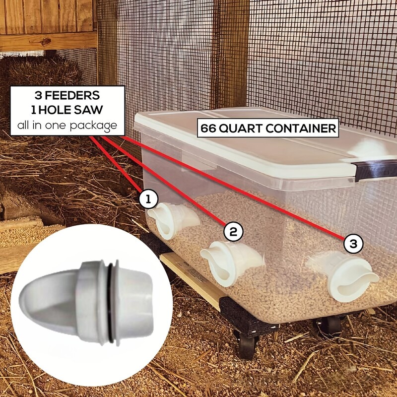 Hranilica za piliće Hranilica za perad DIY Komplet otvora za hranjenje otporan na kišu za kantu Spremnik Bačve Kante Korita za gravitacijsku hranu