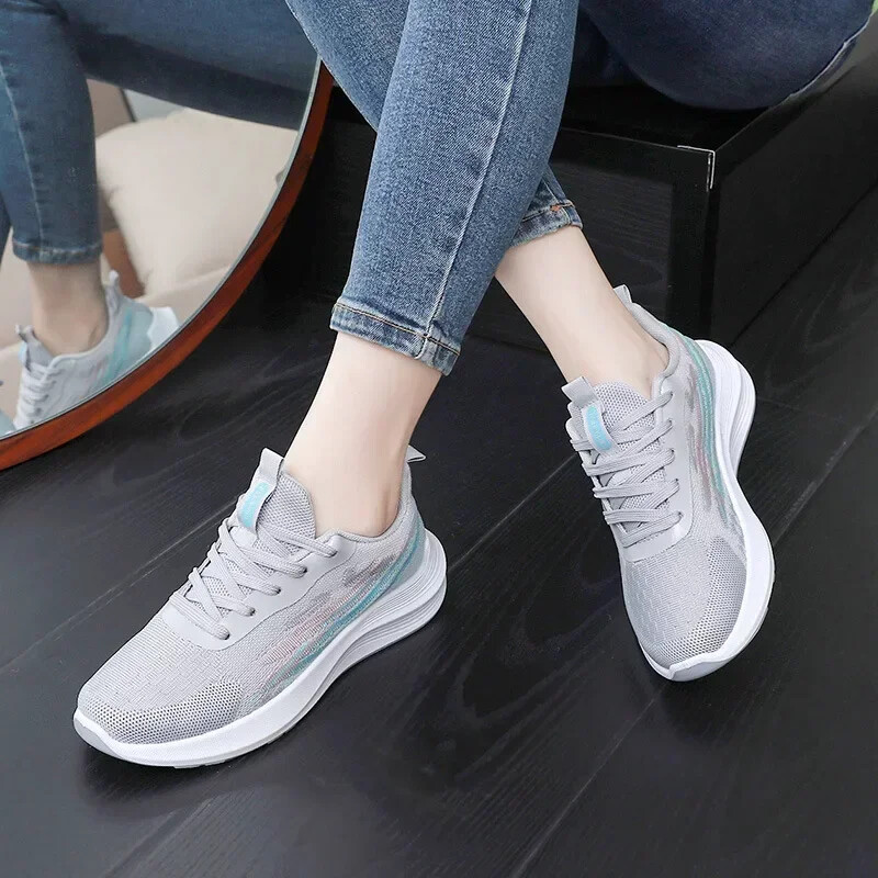 Pantofi de muncă casual sport pentru femei cu talpă groasă Respirabili și rezistenti la uzură Cu talpă moale Pantofi de alergare confortabili pentru femei