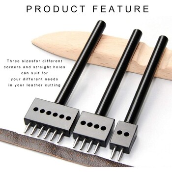 Best Prong Punch Tool Set 3Pcs 5Mm Leather Row Round Hole Tooth Punch Tool, 2/4/6 Prong Circular Cut Lacing Racing Chisel