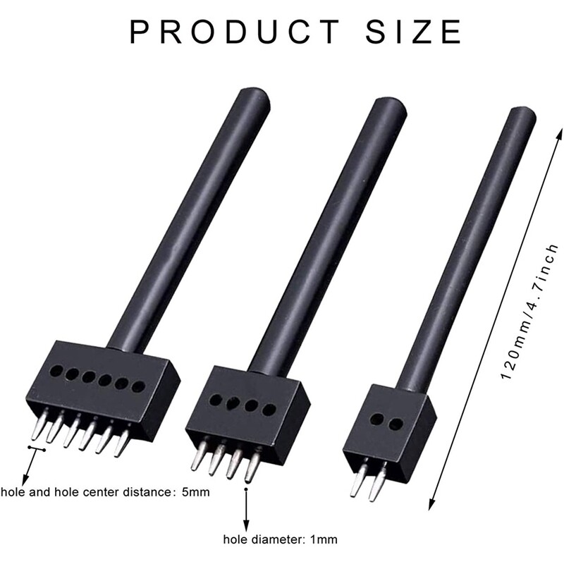 Najbolji set alata za bušenje zupcima, 3 kom, 5 mm kožni alat s okruglim rupama za bušenje zuba, 2/4/6 zupca, kružni rez, dlijeto za vezivanje