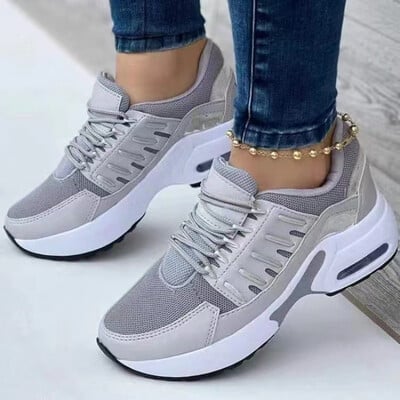 Fashion Woman Vulcanize Platform Casual Sneakers Γυναικεία Flats Mesh Παπούτσια για τρέξιμο που αναπνέουν Χοντρό καλοκαιρινό αθλητικό παπούτσι