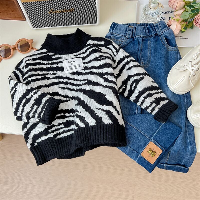 2023 új tavasz ősz tél Lányok Gyerekek Fiúk alkalmi Csíkos pulóver Póló kényelmes aranyos baba Ruhák Gyermekruházat