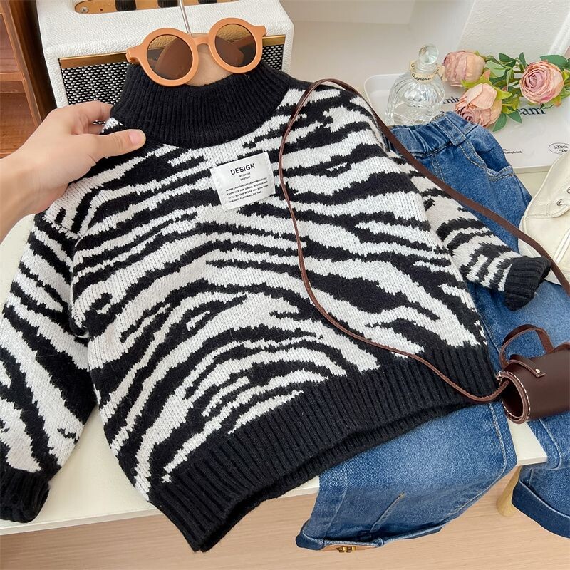 2023 új tavasz ősz tél Lányok Gyerekek Fiúk alkalmi Csíkos pulóver Póló kényelmes aranyos baba Ruhák Gyermekruházat