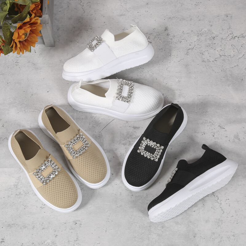 Vară stil nou, la modă, confortabil, ocazional, plasă, rezistentă la uzură, cataramă pătrată, strasuri, gură mică, pantofi sport pentru femeie