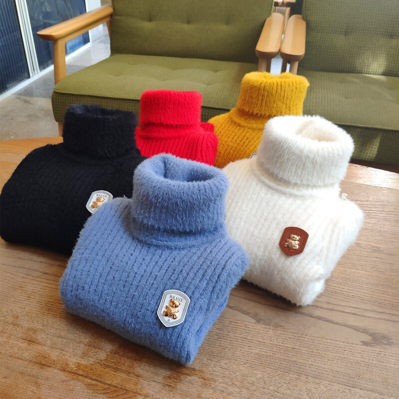 Őszi Tél Fiúk Lányok Pulóverek Gyerekek garbós Meleg Mink Kasmír Pulóverek Fiúk Pulóverek Kisfiú Ruhák Gyerek Felsők