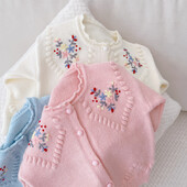 Odjeća za djevojčice, pulover s vezom, kardigan za djevojčice s cvijećem, jesenski dječji pulover jakna QZ273