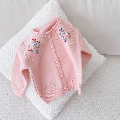 Odjeća za djevojčice, pulover s vezom, kardigan za djevojčice s cvijećem, jesenski dječji pulover jakna QZ273