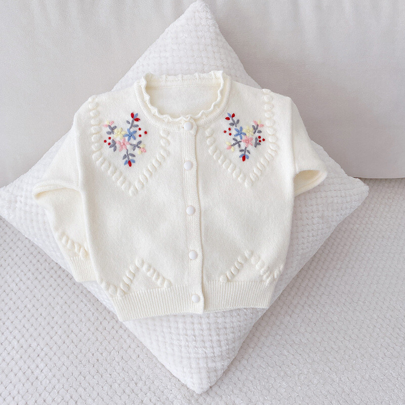 Odjeća za djevojčice, pulover s vezom, kardigan za djevojčice s cvijećem, jesenski dječji pulover jakna QZ273