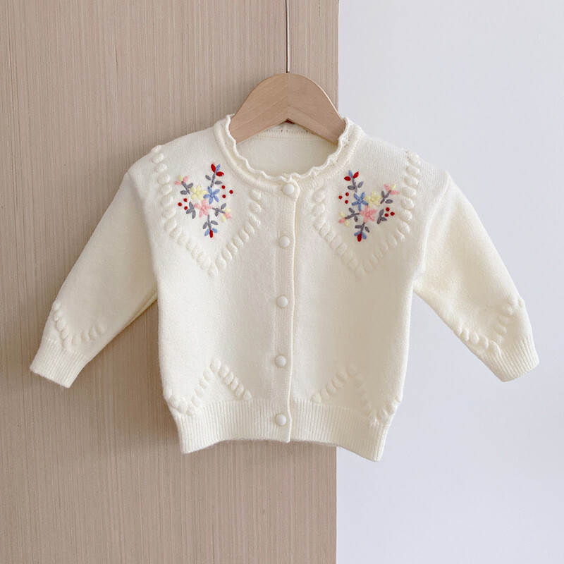 Odjeća za djevojčice, pulover s vezom, kardigan za djevojčice s cvijećem, jesenski dječji pulover jakna QZ273