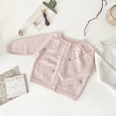 szarvas jonmi 2023 új őszi baba lányoknak kötött kardigán pulóverek koreai stílusú hímzés tipegő gyerekeknek hercegnős pulóverek