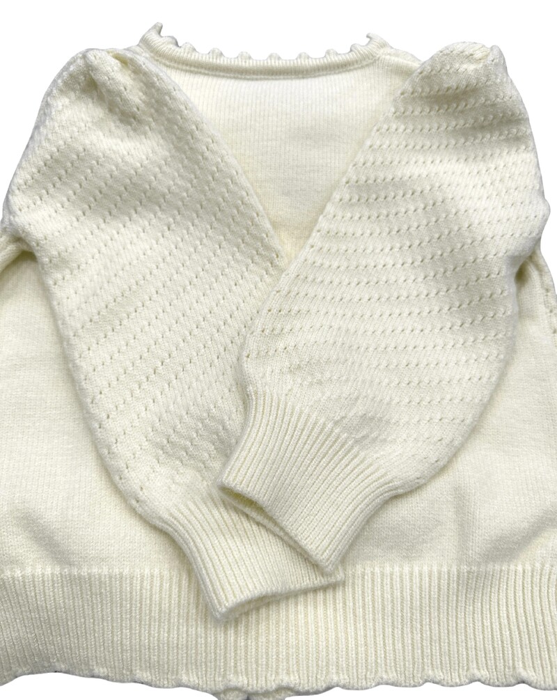 Djemper s šik izrezom za djevojčice, proljetno pleteno s cvjetnim ovratnikom, kardigan dugih rukava za jesen i zimu, novo, 2024.