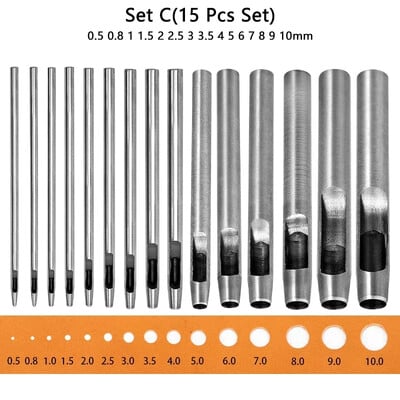 2024 New Kit Hollow Punch Set Στρογγυλή τρύπα Εργαλείο διάτρησης από χάλυβα Δερμάτινη χειροτεχνία για ρολόι υφασμάτινη ζώνη φλάντζας