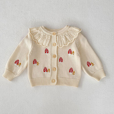 Babapulóver Divatszirmok gallér Kötött kardigán kabát Baba pulóver kabát lányok kardigán lányok őszi téli pulóverek