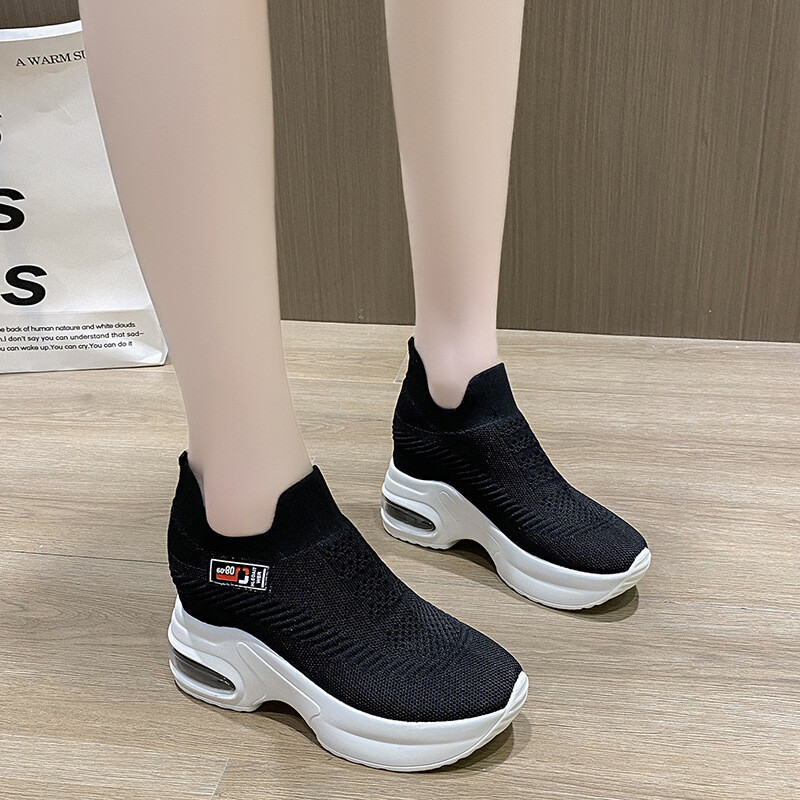 2023 Ženske tenisice Proljetne cipele sa šljokicama Ženske cipele s platformom Pete na tanke cipele za povećanje visine Pletene ženske vulkanizirane cipele