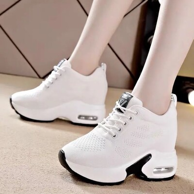 Pantofi de mers cu plasă pentru femei, pantofi de sport casual, cu platformă în aer liber, pantofi pentru femei, pantofi de fitness Shake, pantofi cu tocuri înalte invizibile