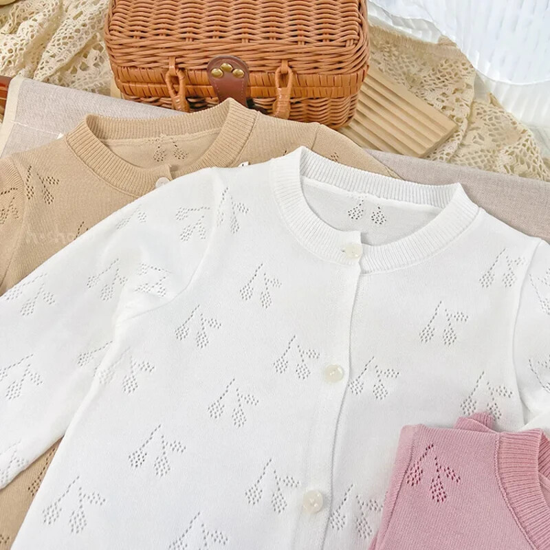 Bebeluși Fetițe Cardigan Copii Pulovere scobite Jachetă tricotată pentru copii mici Toamna 2024 1 - 8 ani Îmbrăcăminte pentru copii în stil coreean