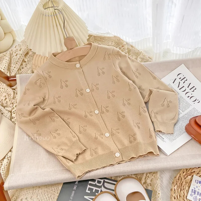Bebeluși Fetițe Cardigan Copii Pulovere scobite Jachetă tricotată pentru copii mici Toamna 2024 1 - 8 ani Îmbrăcăminte pentru copii în stil coreean