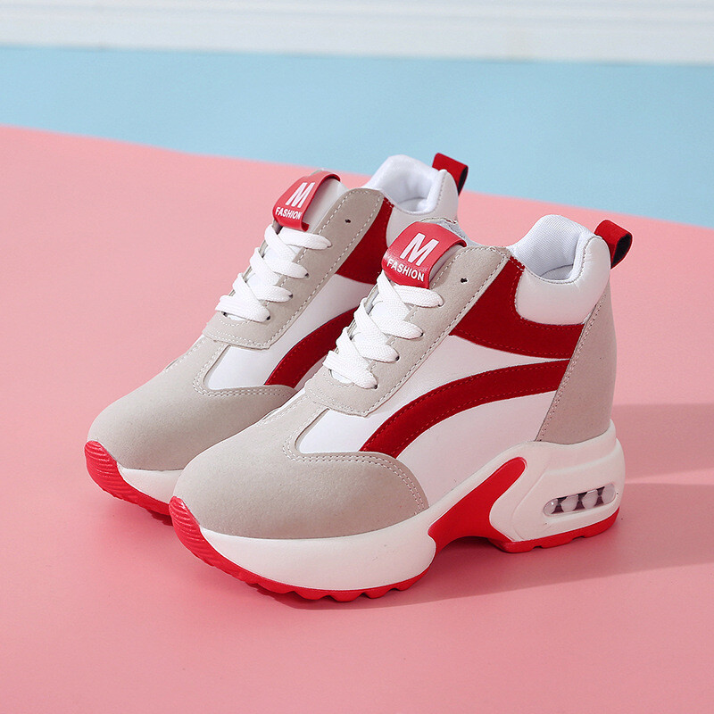 Sieviešu augums augošas skriešanas sporta kurpes 6 CM Palielināts Melns Sarkans Sieviešu sporta apavi skriešanai Ērti meiteņu apavi C8258