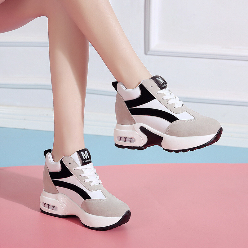 Sieviešu augums augošas skriešanas sporta kurpes 6 CM Palielināts Melns Sarkans Sieviešu sporta apavi skriešanai Ērti meiteņu apavi C8258