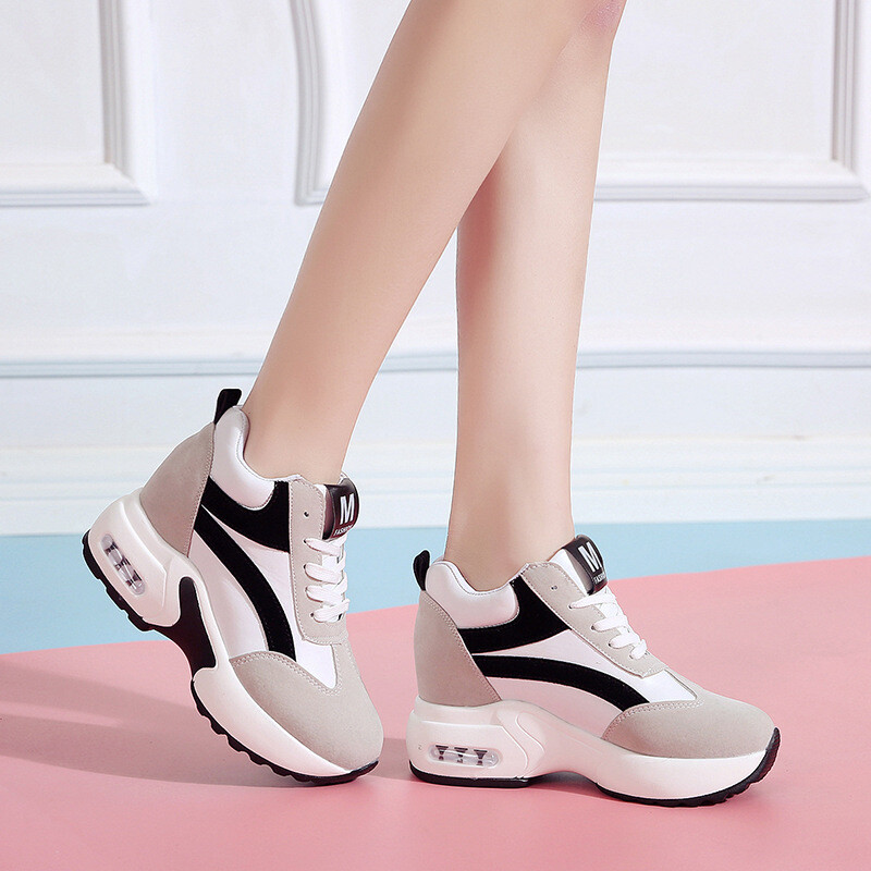 Sieviešu augums augošas skriešanas sporta kurpes 6 CM Palielināts Melns Sarkans Sieviešu sporta apavi skriešanai Ērti meiteņu apavi C8258