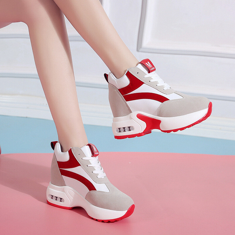 Sieviešu augums augošas skriešanas sporta kurpes 6 CM Palielināts Melns Sarkans Sieviešu sporta apavi skriešanai Ērti meiteņu apavi C8258