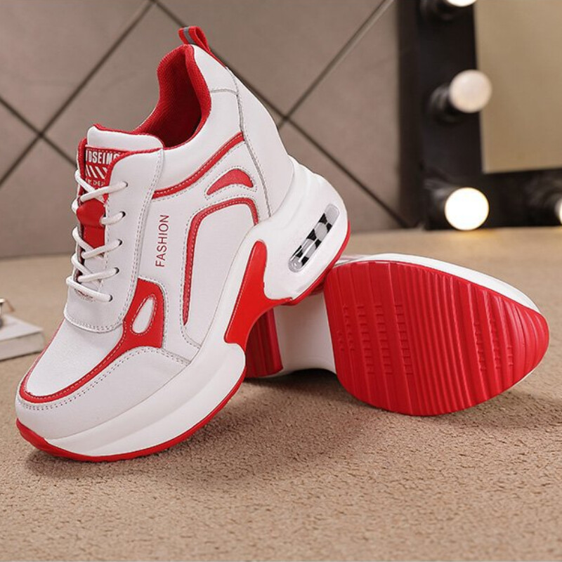 Sieviešu apavi 2022. gada jauni rudens ķīļveida platformas, mežģīnes, ikdienas kedas Modes augstpapēžu kurpes, elpojoši, ērti sporta apavi