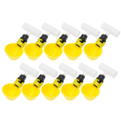 10 komplektu automātiskā vistas paipalu dzēriena bļoda putnu ūdens krūzes, taisna caurule ar dzeltenu nipeli, mājputnu dzeramā ūdens sistēmu