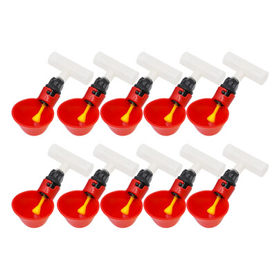 10 komplektu automātiskā vistas paipalu dzēriena bļoda putnu ūdens krūzes, taisna caurule ar dzeltenu nipeli, mājputnu dzeramā ūdens sistēmu