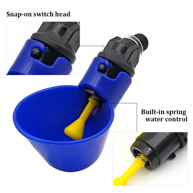 10 komplektu automātiskā vistas paipalu dzēriena bļoda putnu ūdens krūzes, taisna caurule ar dzeltenu nipeli, mājputnu dzeramā ūdens sistēmu
