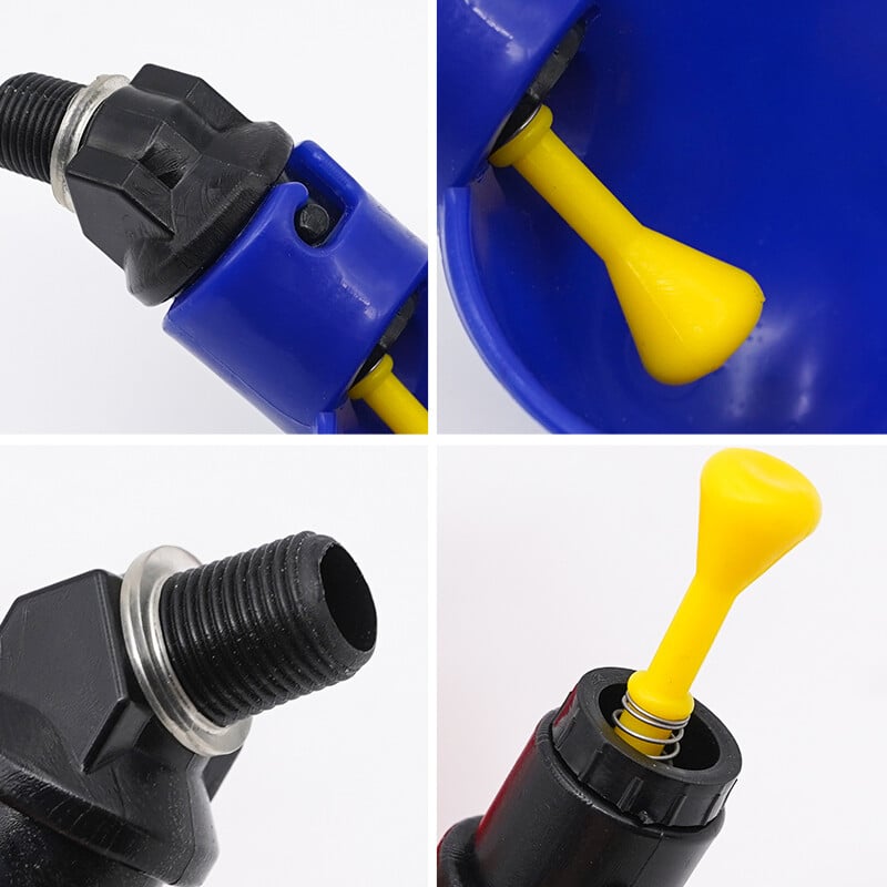 10 komplektu automātiskā vistas paipalu dzēriena bļoda putnu ūdens krūzes, taisna caurule ar dzeltenu nipeli, mājputnu dzeramā ūdens sistēmu