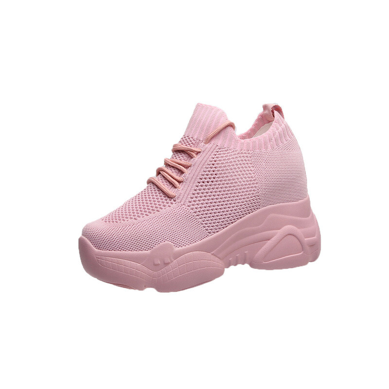 Prozračne mrežaste zdepaste tenisice Ženske proljeće ljeto 2022. Pletene cipele za povećanje Ženska bijela ležerna obuća