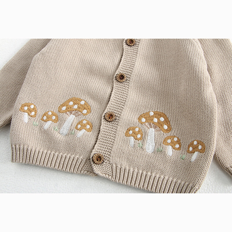 Őszi Téli Kardigán Kabát Gyerekek Fiúk Lányok Pulóverek Hímzett gombák Kardigán 0-3 éves Gyermek Kötött Pulóver Kiváló Minőség