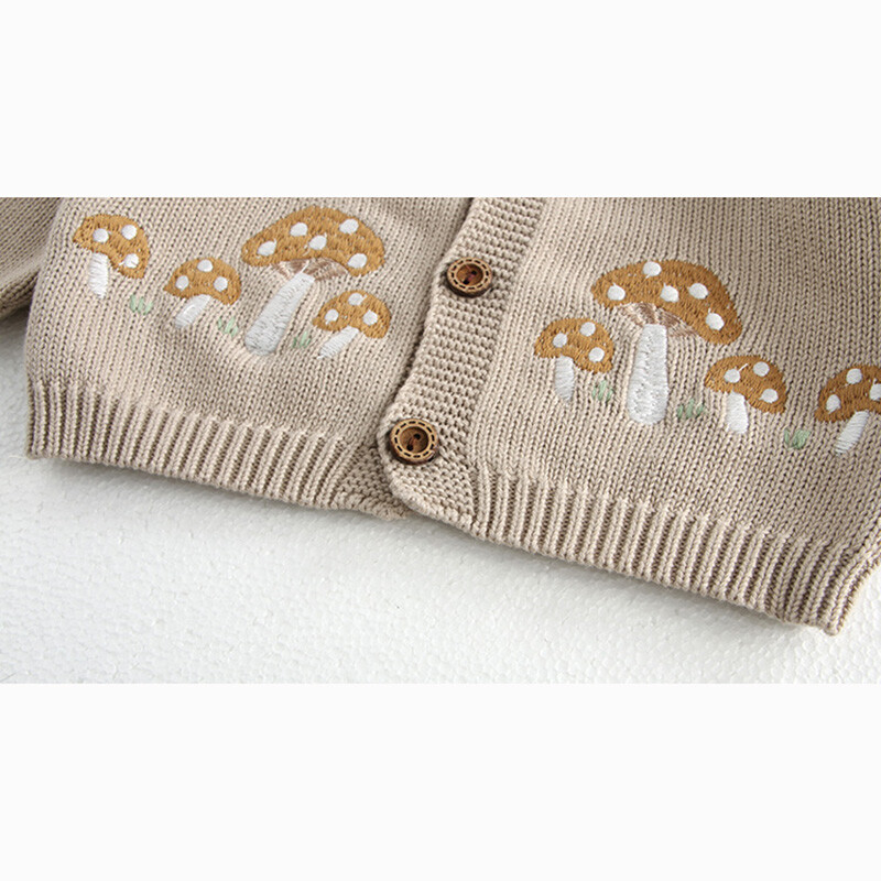 Őszi Téli Kardigán Kabát Gyerekek Fiúk Lányok Pulóverek Hímzett gombák Kardigán 0-3 éves Gyermek Kötött Pulóver Kiváló Minőség